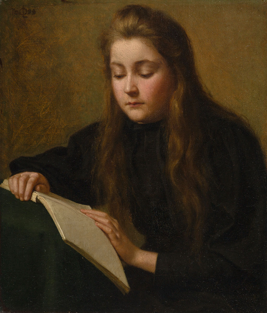 Ozéma Leduc, la sœur de l’artiste, pose pour ce tableau qui fait partie d’une suite d’œuvres montrant des adolescents absorbés par la lecture.